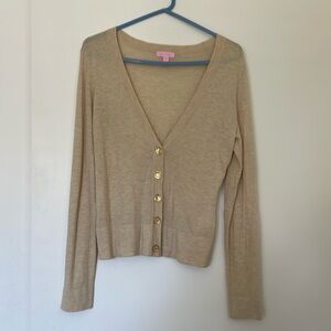 Lily Pulitzer Beige Cardigan with Gold Buttons Size M